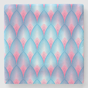 Dessous-de-verre En Pierre Motif Pétal Turquoise Et Rose