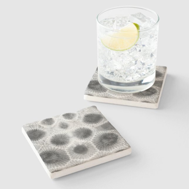 Dessous-de-verre En Pierre Motif Petoskey Stone (Côté)