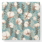 Motif Plante en coton bleu clair
