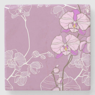 Dessous-de-verre En Pierre Motif pourpre d'orchidée