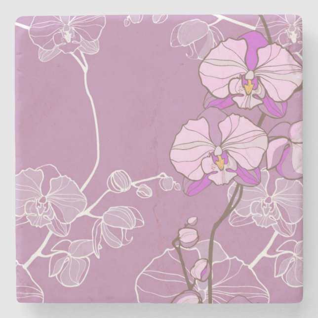 Dessous-de-verre En Pierre Motif pourpre d'orchidée (Devant)
