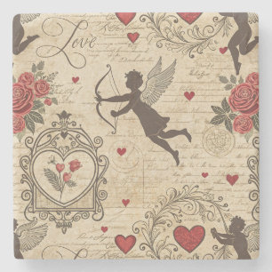 Dessous-de-verre En Pierre Motif romantique de vintage Cupid (6)