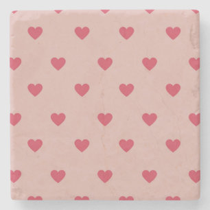 Dessous-de-verre En Pierre Motif rose Retro Coeur Y2K avec Arrière - plan ros