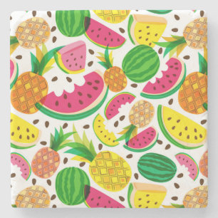 Dessous-de-verre En Pierre Motif rouge et jaune de fruit tropical