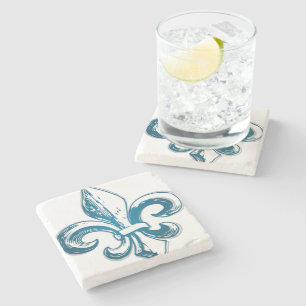 Dessous-de-verre En Pierre Motif Seigneur Français Peuple Québec Fleur de Lys