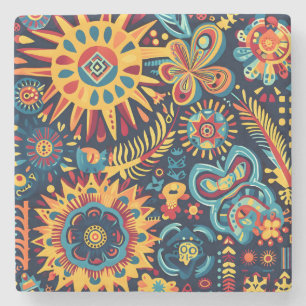 Dessous-de-verre En Pierre Motif tribal Abstrait et dynamique de Huichol