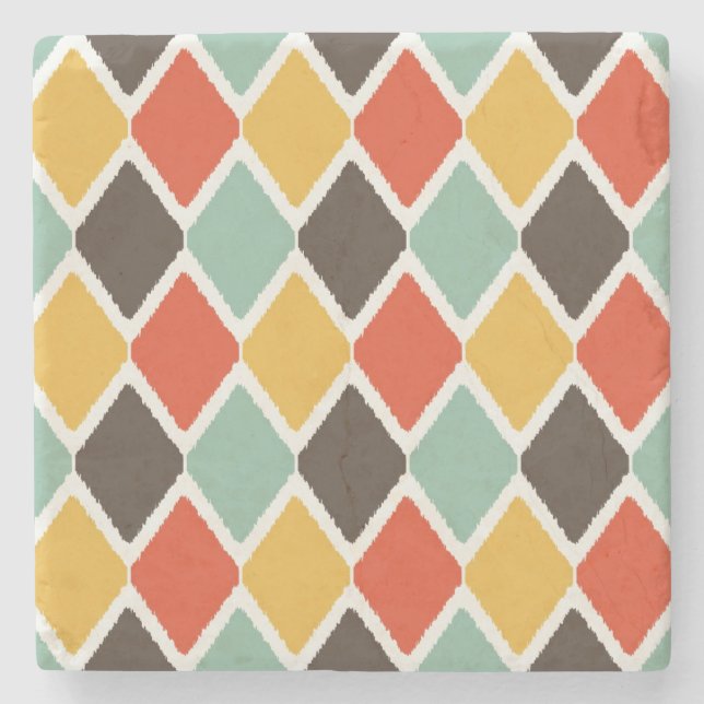 Dessous-de-verre En Pierre Motif tribal de mode d'ikat moderne (Devant)