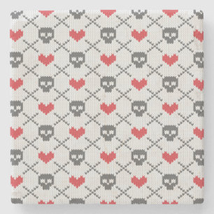 Dessous-de-verre En Pierre Motif tricoté avec des crânes