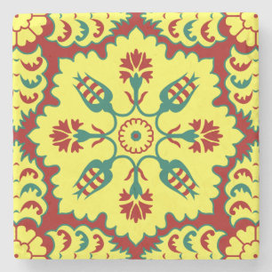 Dessous-de-verre En Pierre Motif turc de tulipe de tabouret en rouge et le