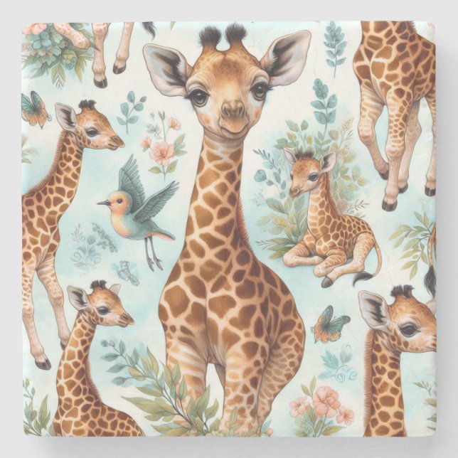 Dessous-de-verre En Pierre Motif vintage Cute Baby Giraffe  (Devant)