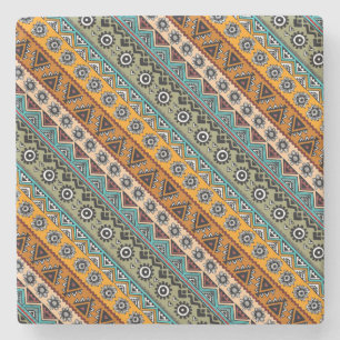 Dessous-de-verre En Pierre Motifs aztèques colorés design décoratif