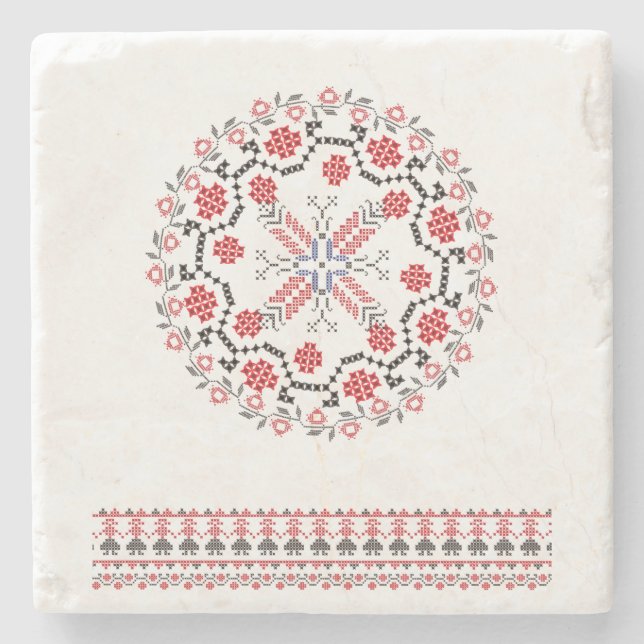 Dessous-de-verre En Pierre Motifs roumains traditionnels Roumanie 1 d'art (Devant)