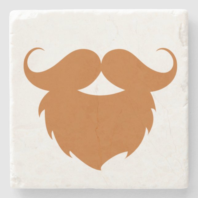 Dessous-de-verre En Pierre Moustache Brown amusante (Devant)