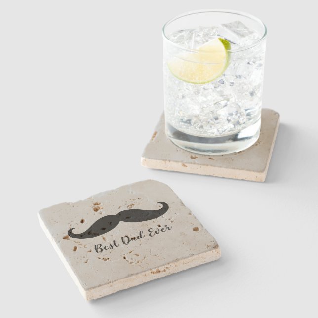 Dessous-de-verre En Pierre Moustache noire et gris en argent (Côté)