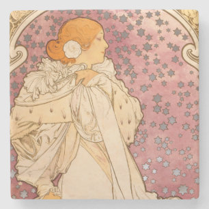 Dessous-de-verre En Pierre Mucha Art nouveau femme beauté