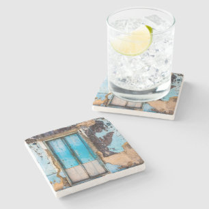 Dessous-de-verre En Pierre Mur bleu et porte