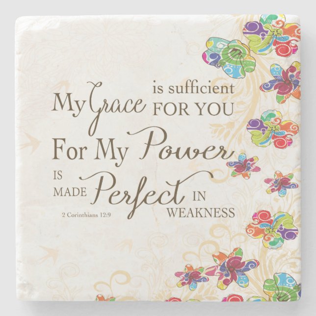 Dessous-de-verre En Pierre My Grace is Sufficient (Devant)