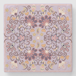 Dessous-de-verre En Pierre Nappe à fleurs indiennes : belle motif pastel