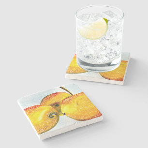 Dessous-de-verre En Pierre Nashi poires jaune aquarelle fruit