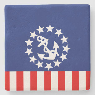Dessous-de-verre En Pierre Nautical American Yacht Flag est à la Marina