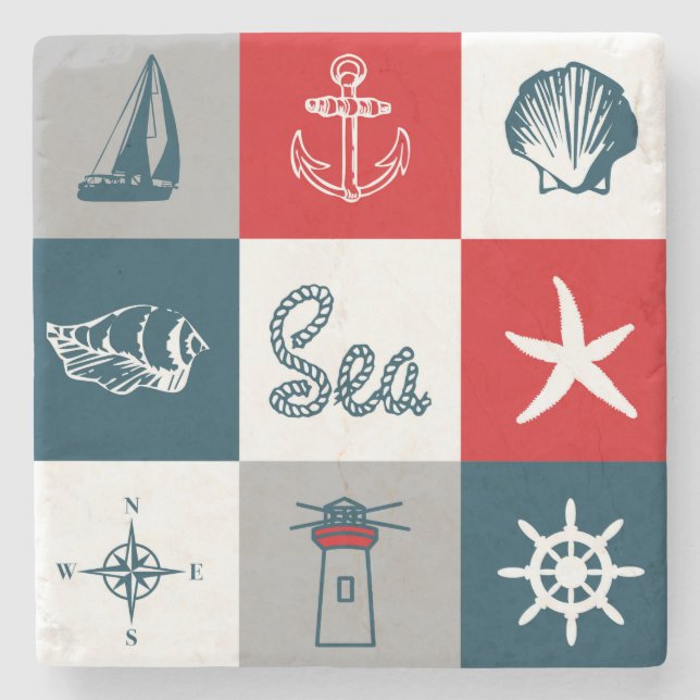 Dessous-de-verre En Pierre Nautical themed design (Devant)