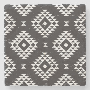 Dessous-de-verre En Pierre Navajo Géométrique : Tribal Blanc Noir.