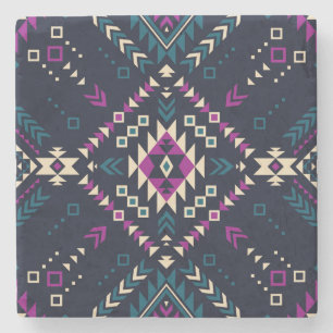 Dessous-de-verre En Pierre Navajo tribal foncé, géométrique vintage.