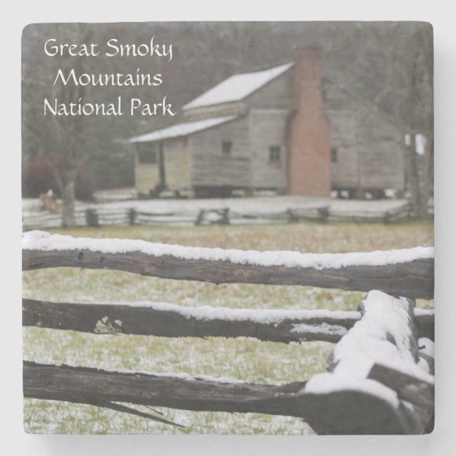 Dessous-de-verre En Pierre Neige de Smoke Mountain Cades Cove (Devant)