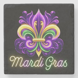 Dessous-de-verre En Pierre Neon Mardi Gras Fleur de lis coloré
