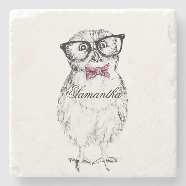 Dessous-de-verre En Pierre Nerdy Owlet (Devant)