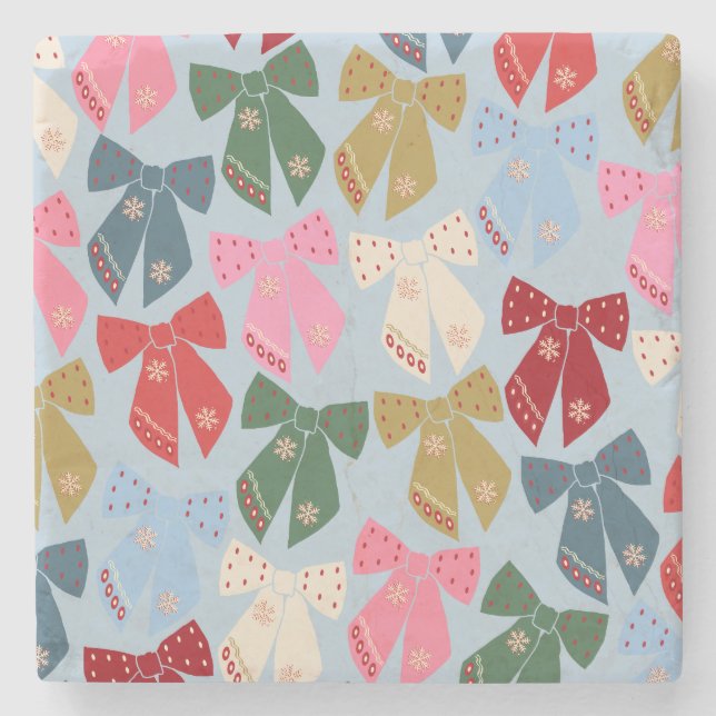 Dessous-de-verre En Pierre Noël Bows Coquette bleu (Devant)