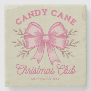 Dessous-de-verre En Pierre Noël Club de canne à sucre rose de Noël Saison