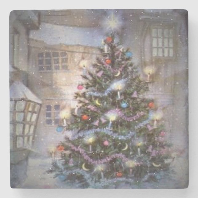 Dessous-de-verre En Pierre Noël de village (Devant)