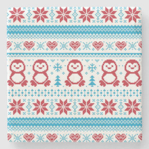 Dessous-de-verre En Pierre Noël et l'hiver ont tricoté le motif