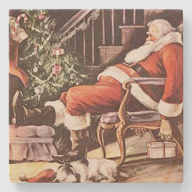 Dessous-de-verre En Pierre Noël fatigué du père noël (Devant)
