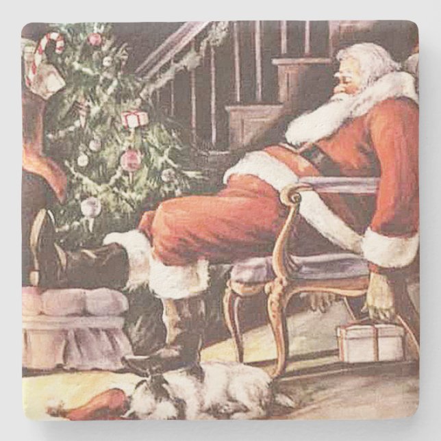 Dessous-de-verre En Pierre Noël fatigué du père noël (Devant)