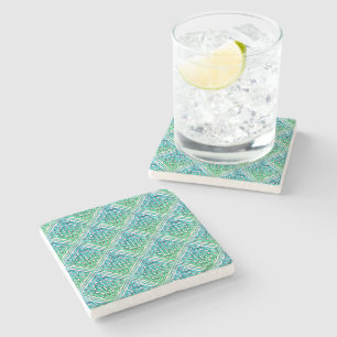 Dessous-de-verre En Pierre Noeud celtique - Carrelage Diamant Bleu Vert