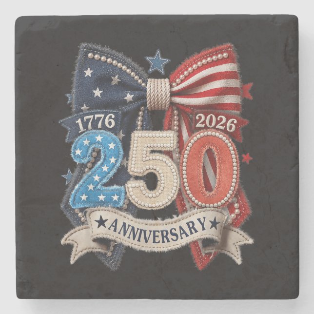 Dessous-de-verre En Pierre Nœud du drapeau américain 250e anniversaire patrio (Devant)