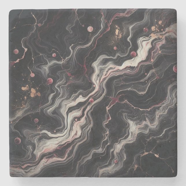 Dessous-de-verre En Pierre Noir Marbre Simple Pierre & Granit Drinkware (Devant)
