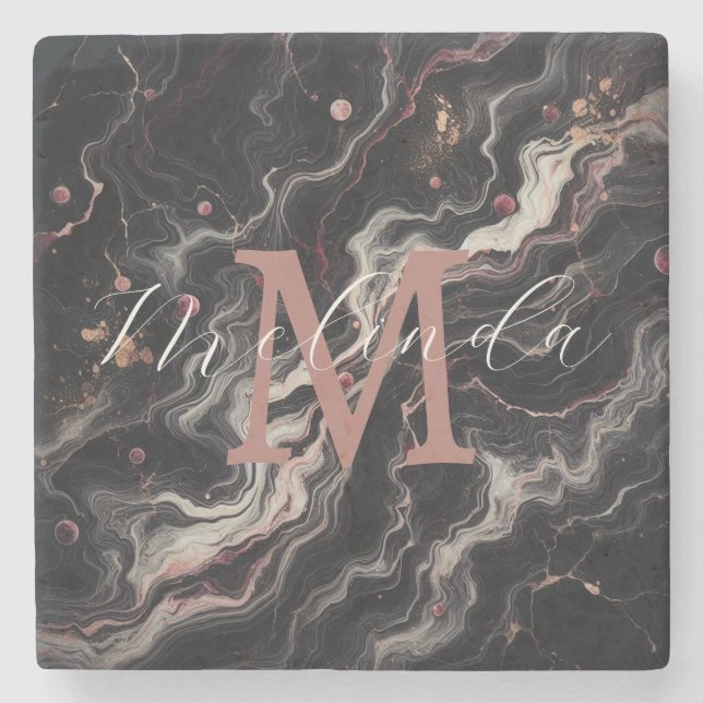 Dessous-de-verre En Pierre Noir Marbre Simple Pierre & Granit Drinkware (Devant)