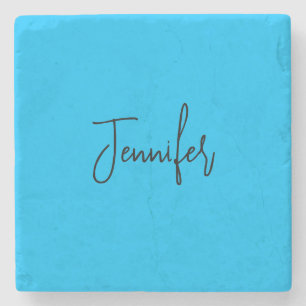 Dessous-de-verre En Pierre Nom de calligraphie minimaliste professionnel bleu