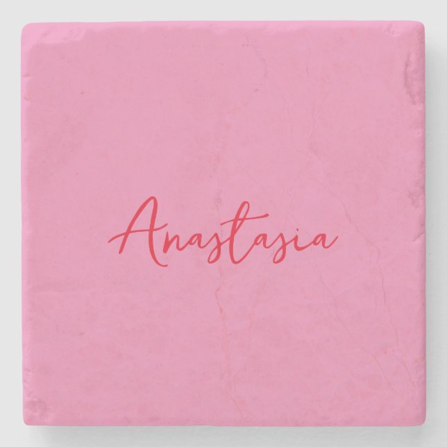 Dessous-de-verre En Pierre Nom de calligraphie professionnelle rose personnal (Devant)
