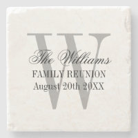 Nom de famille élégant monogramme marbre blanc