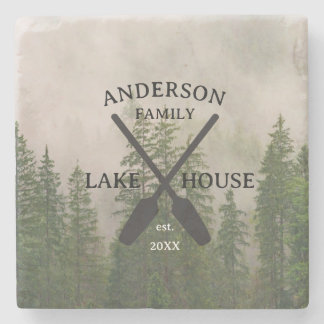 Dessous-de-verre En Pierre Nom de famille personnalisé Lake House