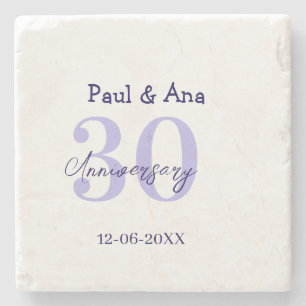 Dessous-de-verre En Pierre nom de lettre gras violet 30e anniversaire simple