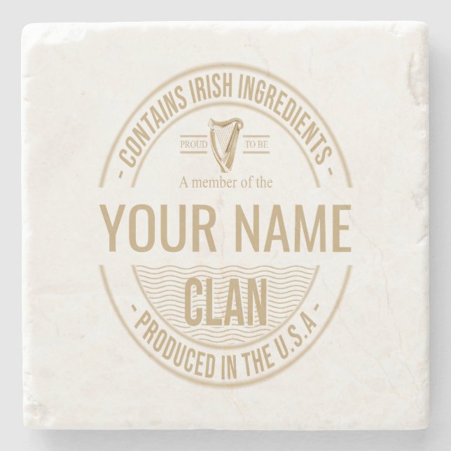 Dessous-de-verre En Pierre Nom du clan de famille personnalisé irlandais (Devant)