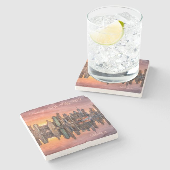 Dessous-de-verre En Pierre Nom personnalisé New York City Skyline (Côté)