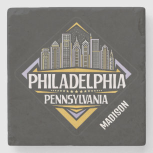 Dessous-de-verre En Pierre Nom personnalisé Philadelphie Pennsylvanie