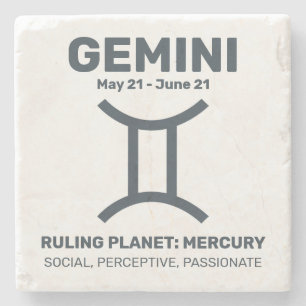 Dessous-de-verre En Pierre Nom personnalisé / Texte Zodiac Signal Gemini
