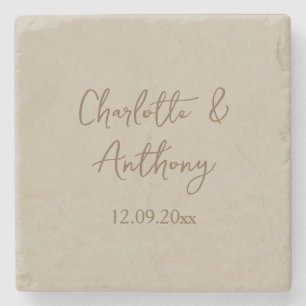 Dessous-de-verre En Pierre Noms de calligraphie créative mariage Date